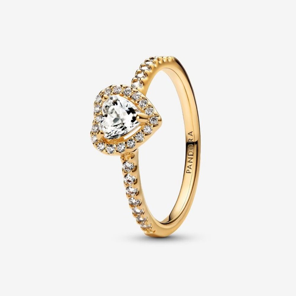 Pandora Gold Heart Ring with Silver Accents